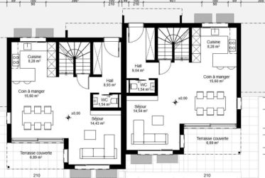 Terrain à bâtir avec permis accepté – Deux villas contiguës