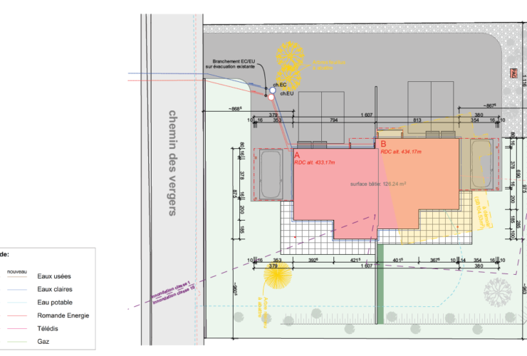 Terrain à bâtir avec permis accepté – Deux villas contiguës