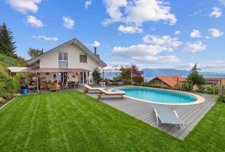 Villa jumelée avec piscine et vue lac Léman à Blonay